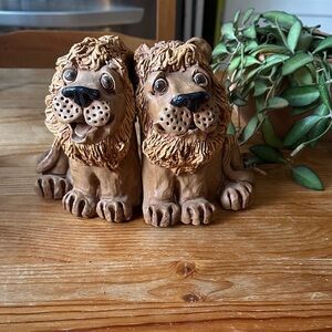 Vintage Lion Figurine Bookends